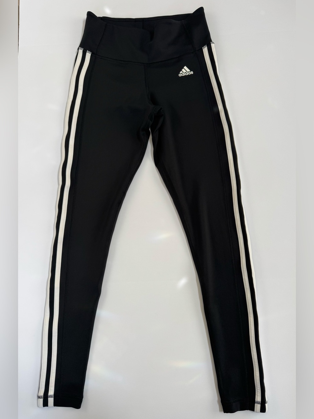 adidas Climalite 3-Stripe Leggings Black with White Side Stripes Size S